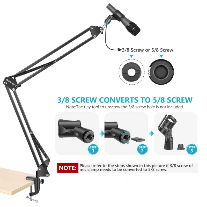 Neewer Studio Microphone Suspension Boom Scissor Arm Stand for Radio Broadcast