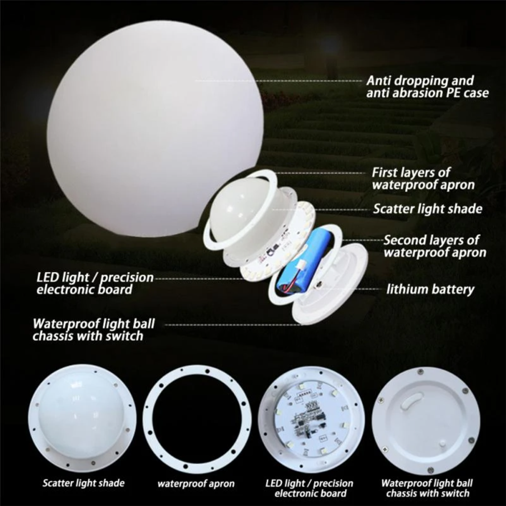 Boule lumineuse LED Rechargeable pour enfants et adultes, veilleuse Globe d'extérieur avec télécommande, idéale pour la décoration de jardin de cour