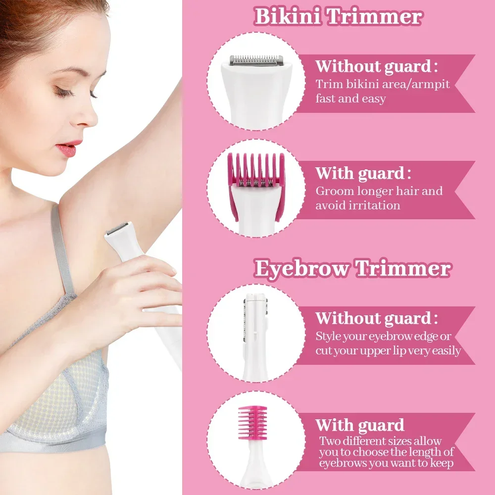 5-in-1-Epilierer zur Körperhaarentfernung, Achselhöhlenhaar, Bikinihaar, Beinhaare, Schamhaare, Elektrorasierer, Clipper, Rasierer, Damenrasierer, Rasierer