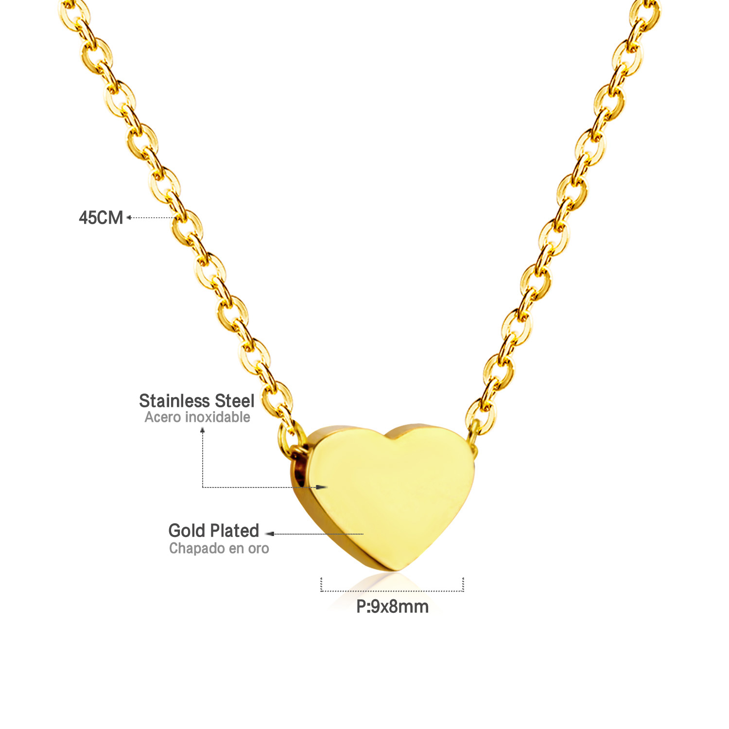 LUXUKISSKIDS-collar con colgante de corazón Simple para ti, Gargantilla de clavícula con corazones negros de acero inoxidable con forma de amor pequeño, joyería: Color amarillo dorado claro