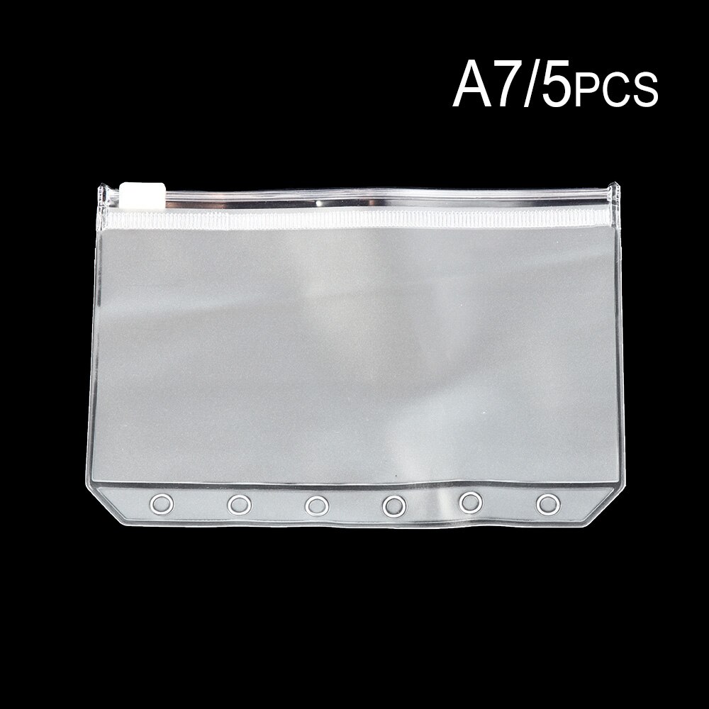 5 PCS Zip Lock PVC losbladige Opslag Zakjes Tas Rits Matte Clear Hersluitbare A7 A6 A5 Document zak matte Duidelijke Zak: A7