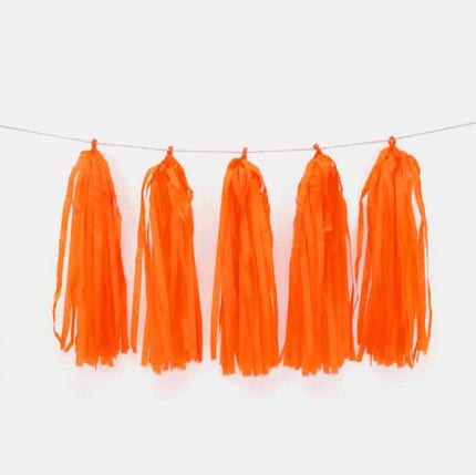 5 stk/parti silkepapir kvaster fest bryllup dekoration guirlande ammern pom pom guirlande gør det selv udendørs fest bryllup dekoration tissue: Orange