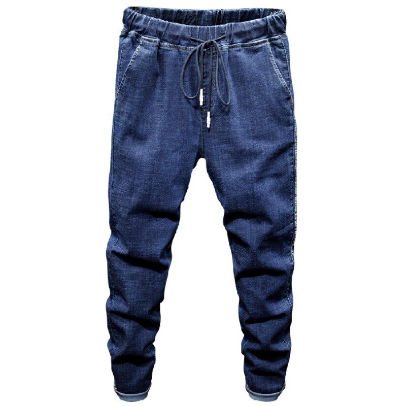 Jeans stor størrelse sort herre mand plus størrelse haremsbukser efterår elastisk stretch slim feet bukser 7xl 6xl 5xl