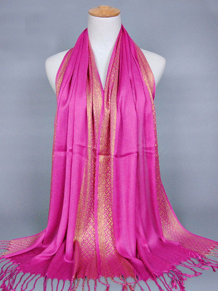 Hijab Femme Musulman Luxury Sparkly Gold Bright Silk Scarf Women Print Scarves Wraps Men Stoles Bandanas Bufanda Unisex Hombres