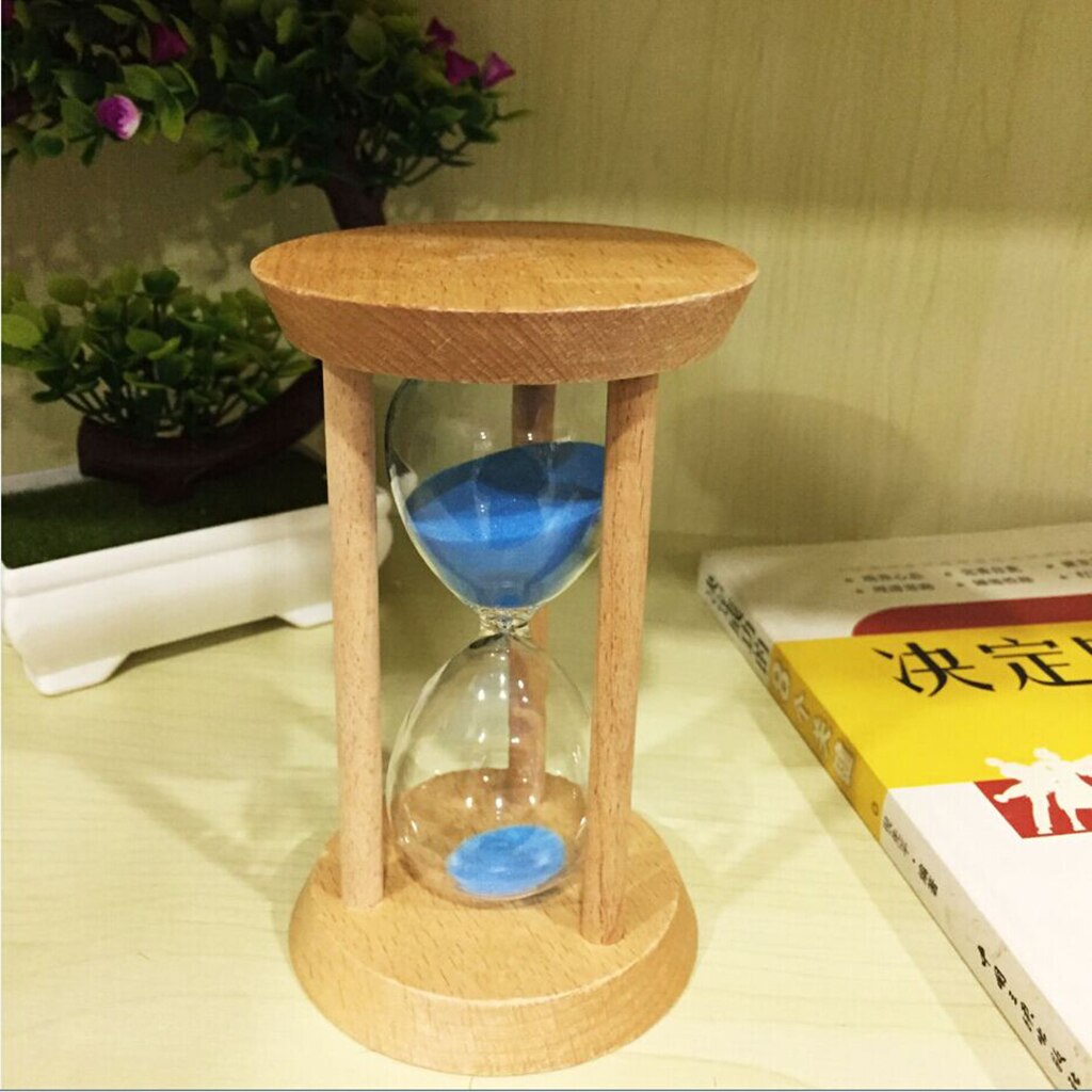 MagiDeal 30 Minutes Wooden Frame Sand Timer with Blue Sand Hourglass Home Decoration