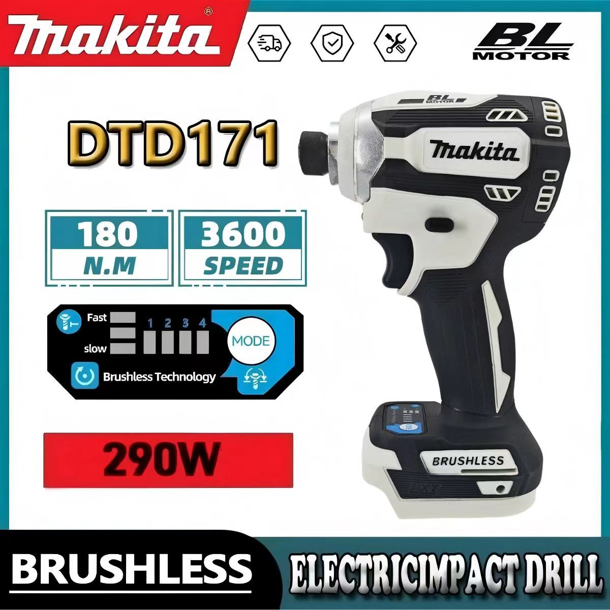 Makita DTD171 Brushless Cordless Impact Driver 18V with LED WorkLight Rechargeable Screwdriver Drills Bare Tool Unit Power Tools