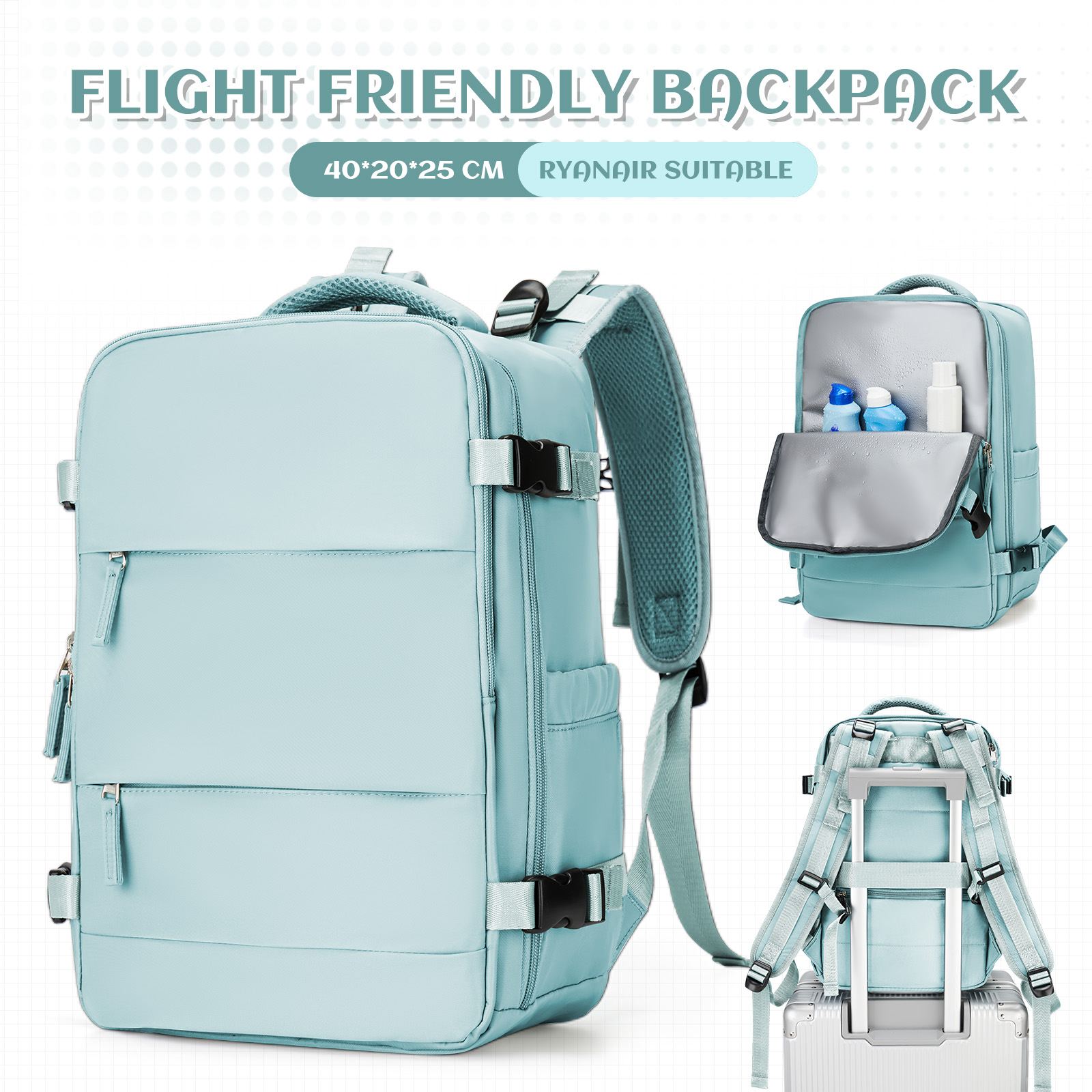 Men Portable Laptop Hand Luggage Backpack Waterproof Carry on Backpack Travel Cabin Airplane 40x20x25 Women Anti-Theft Backpack: Beige