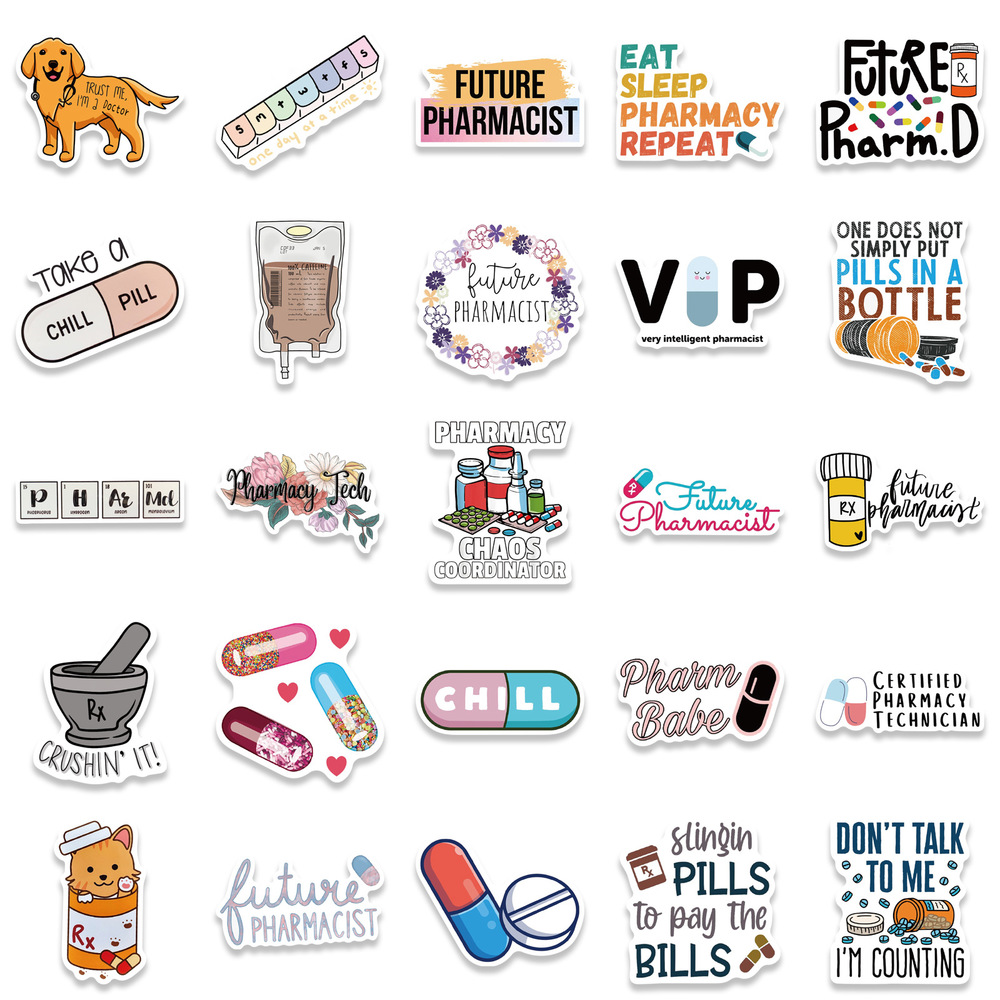 10/50Pcs Cartoon Apotheker Stickers Potion Apotheek Decal Voor Koelkast Auto Helm Diy Geschenkdoos Fiets Notebook Skate kofferbak