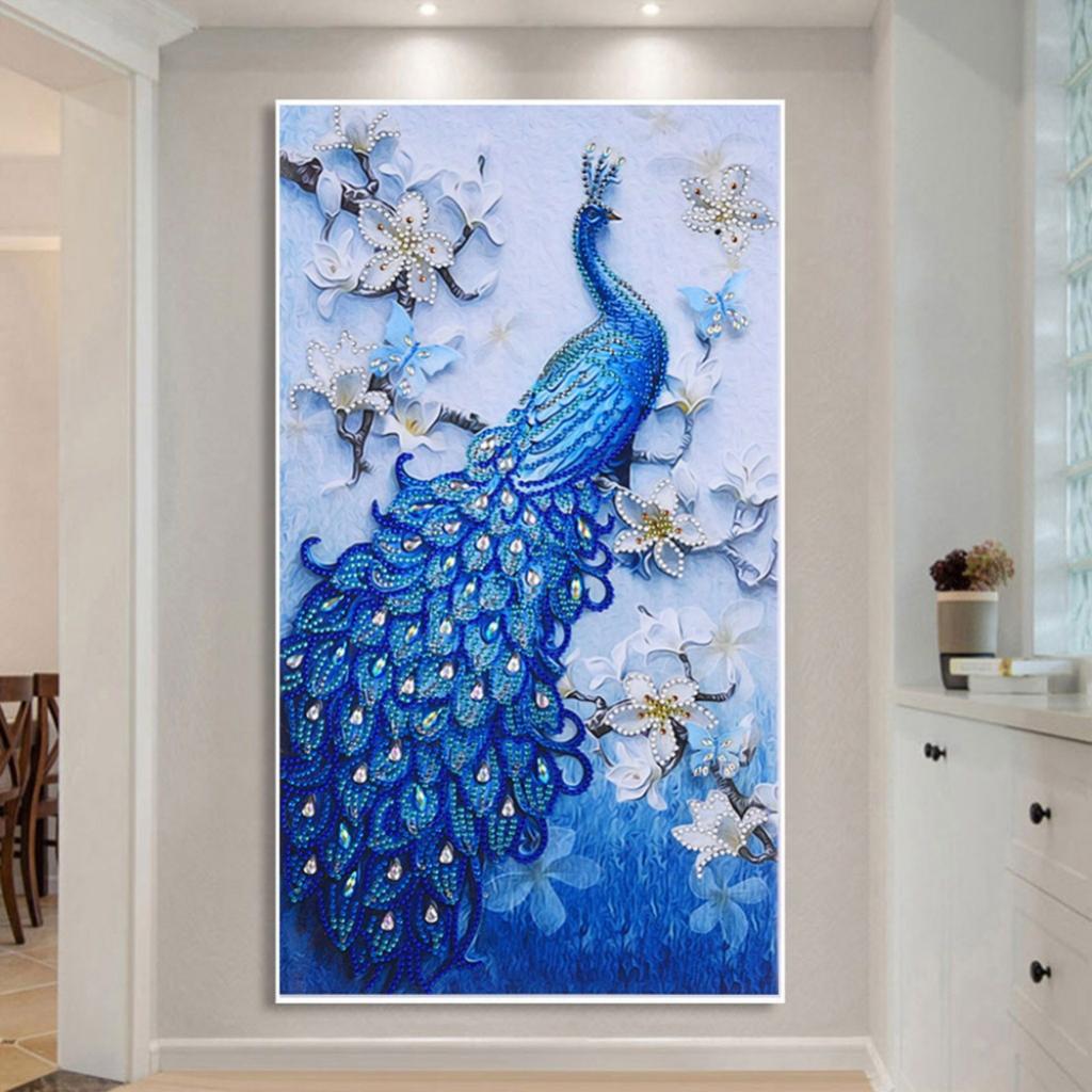 Peacock Shaped Diamond Painting By Numbers for Kids Children Cross Crafts Stitch Kits