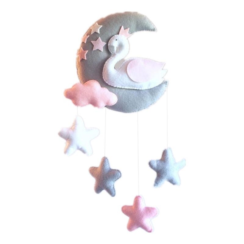 Baby Krippe Nicht-gewebte Mond Sterne Wind Glockenspiel Spielzeug Zimmer Decke Handy, Mobiltelefon Hängen Dekor R66D: Mond Schwan