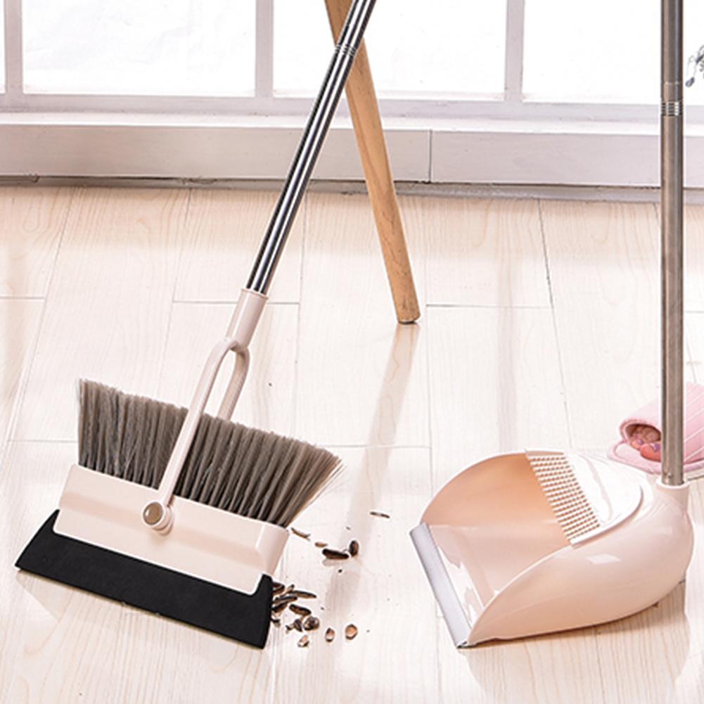 Floor Cleaner 2-in-1 Broom Wiper Set Broom Sweeper Practical Multifunction Soft Dustless Dustpan Household Broom H O4B9