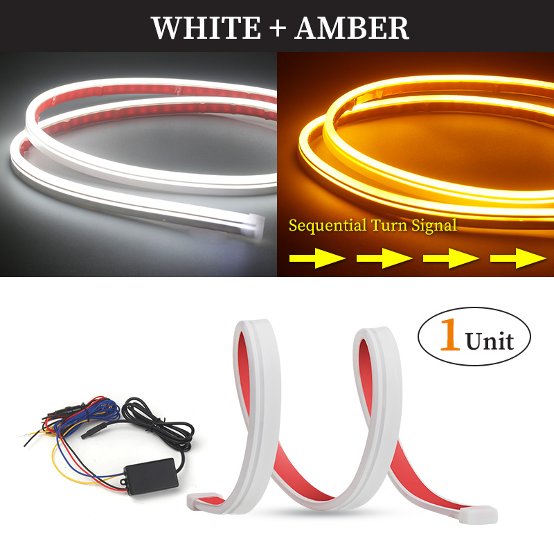 Led Car Hood Decorative light Yellow White Dynamic Turn signal Universal Car Daytime Running Light waterproof 12 V: Blanco / 2.000 K