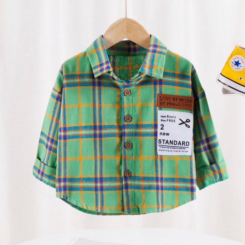 Baby Jungen Mädchen Frühling Herbst Kariertes Hemd Kleinkind Baumwolle Langarm freundlicher lässig Hemden Spitzen freundlicher Drucken Kleidung: Grün / 24M