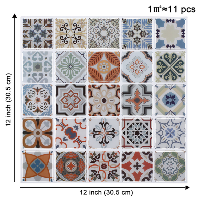 EasyTiles Premium Peel and Stick Tiles Talavera Mexican 3D Mosaic Backsplash Sticker For Kitchen Bathroom Decor - 1 Sheet: T80725