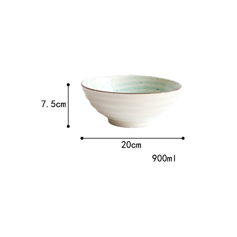 Vajilla de cerámica esmaltada a mano de estilo japonés, platos domésticos, Bol para sopa de arroz, tazón de fideos, Decoración de cocina: C