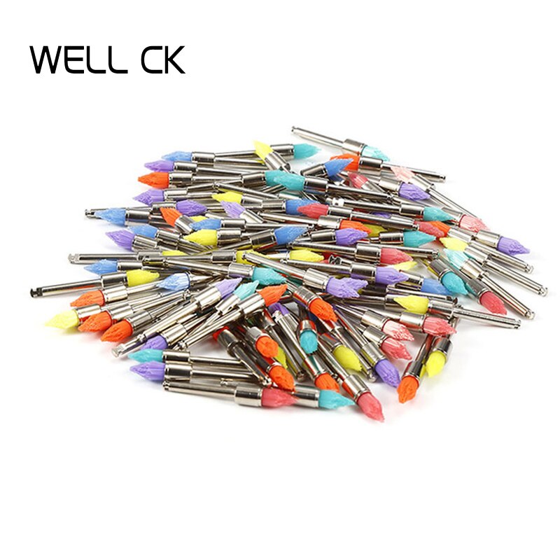 100 Stks/set Tandheelkundige Materialen Polijsten Borstel Kleur Profylaxe Wit Nylon Flap Taper Tandheelkunde Odontologia Klink Taper Tandarts: 100Pcs Mix