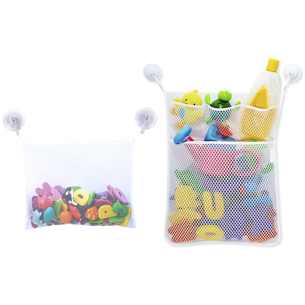 2 Sets Van Bad Speelgoed Opbergtas Rooster Opknoping Tas Met 4 Haken Baby Bad Speelgoed Opslag Netje: WHITE