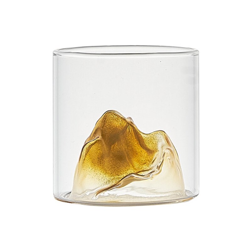 Vaso de cristal japonés 3D para Whisky de montaña, vaso de Whisky antiguo, Whisky Rock, vaso de Vodka, vaso de vino: Gold