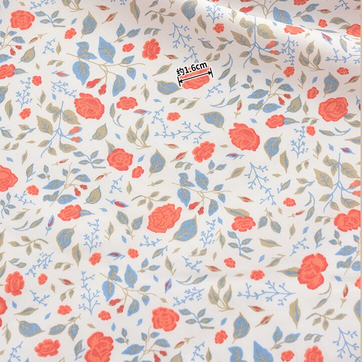 140x50cm Pastoral Floral Twill Cotton poplin Fabric DIY Children's Wear Cloth Make Bedding Quilt Decoration Home 160-180g/m