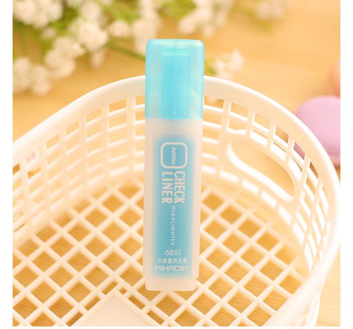 Jonvon Satone 6 Colors Highlighter Pen Stationery Korean Student Large Capacity Writing Markers Highlighters Pen School: Blue