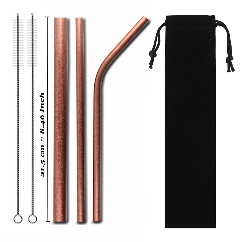 Paille métallique réutilisable colorée de , en acier inoxydable 304 avec brosse de nettoyage pour tasses 20/30oz,: Set 06