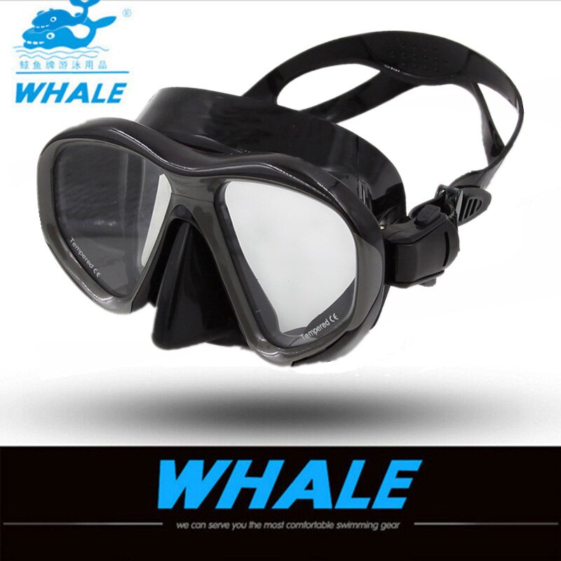 WHALE Diving Mask - Tempered Glass Lens - Silicone Strap & Gasket - Scuba & Spearfishing Gear