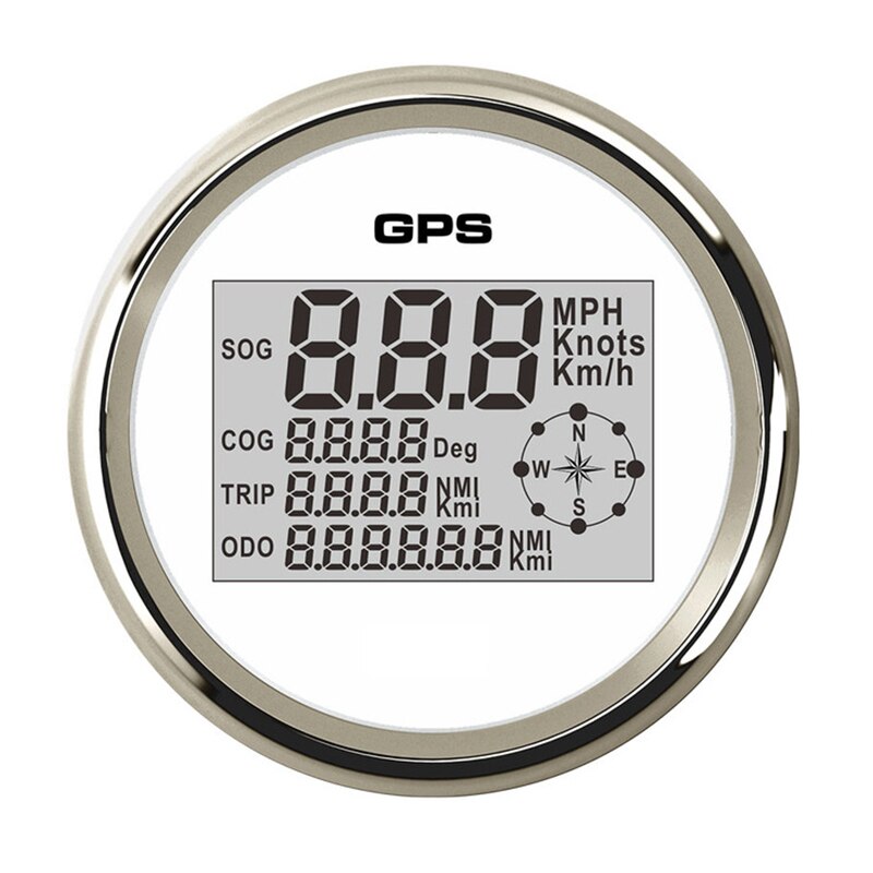 8 värin taustavalo digitaalinen gps -nopeusmittarin matkamittari 0-999 solmua km/h mph 12v/24v veneauton moottoripyörän nopeusmittarille: Ws