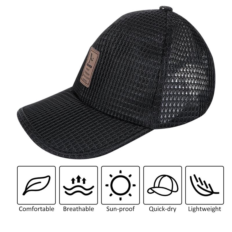 Hurtigtørrende mesh toppet hætte ensfarvet baseballkasket justerbar åndbar golfkøling solblok hat til udendørs sport efterår