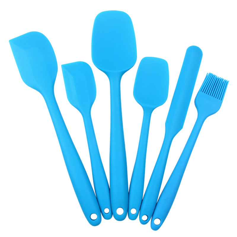 Kitchenware 6-Piece Silicone Spatula BPA-Free Non-Stick Silicone Spatula Spoon Oil Brush Set Baking Tools Cake Cream Spatula: Blue