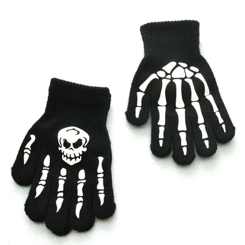 freundlicher Gestrickte Leucht Handschuhe Halloween Skelett Finger Fäustlinge Geister Pfote Volle Finger Handschuh für Art