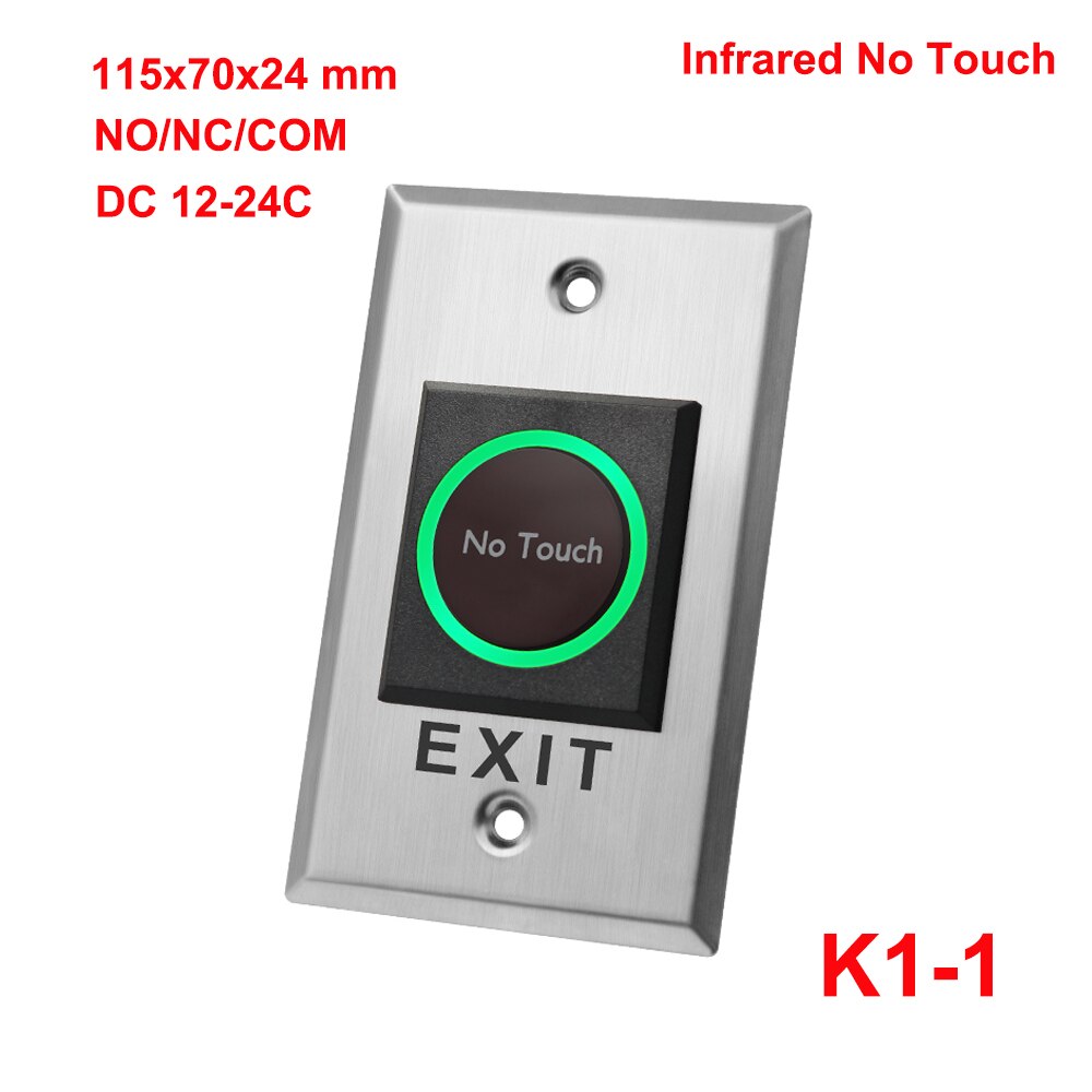 Deur Exit Drukknop Release Schakelaar Opener Geen Com Nc Led Licht Voor Deur Toegangscontrole Systeem Entry Open: K1-1