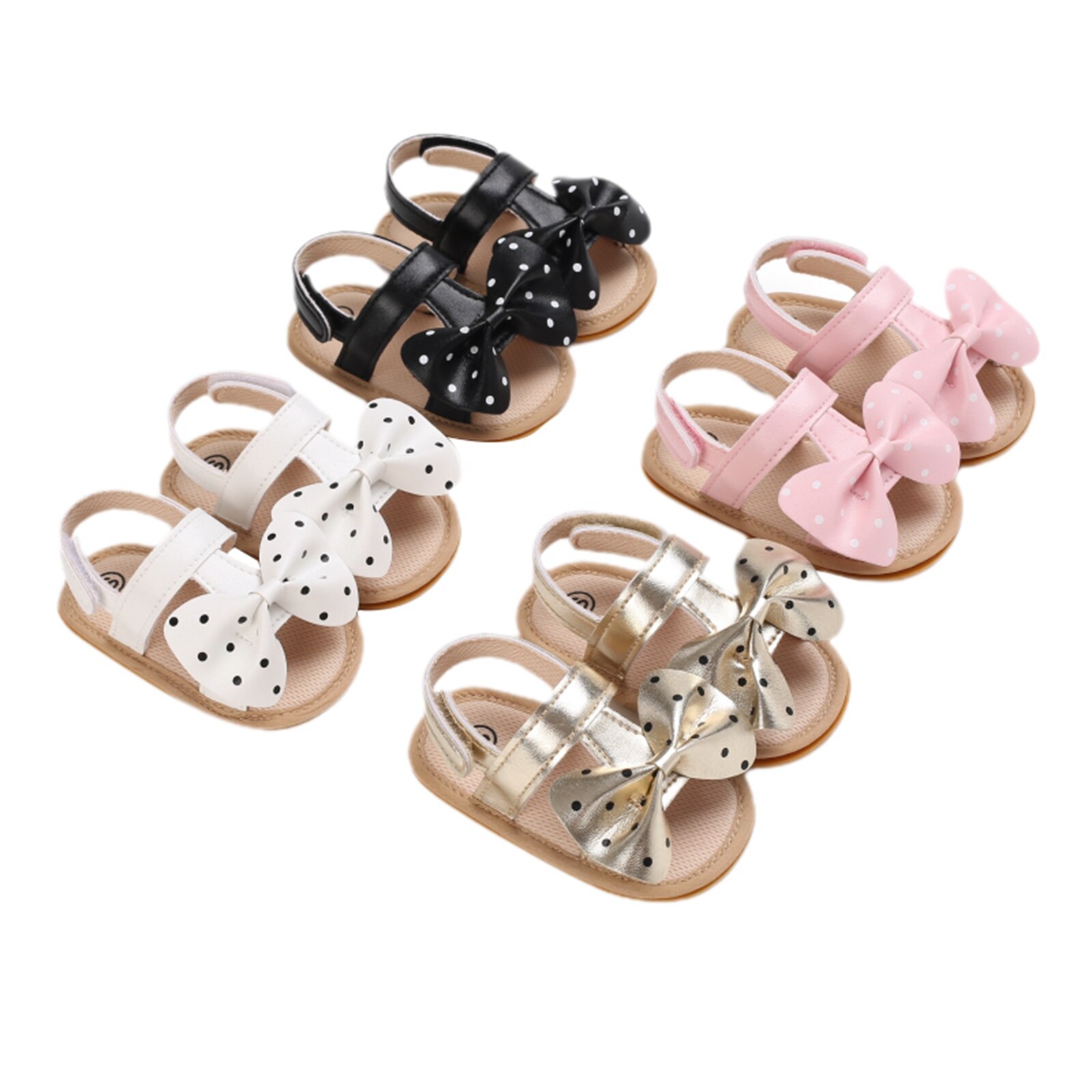 Babyschuhe für mädchen, flache sandalen mit hochwertiger, weicher gummisohle, rutschfest, Ideal für Höhle sommer, mit schleife, wellenmuster und schnüSprosse, lauflernschuhe