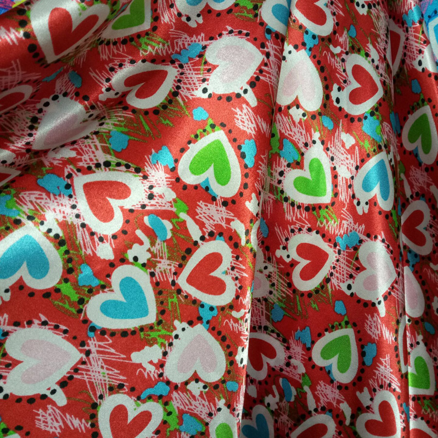 Dekoration blankt stof dejligt hjerte trykt charmeuse stof polyester tilda håndværk tørklæde bånd materiale satin stoffer