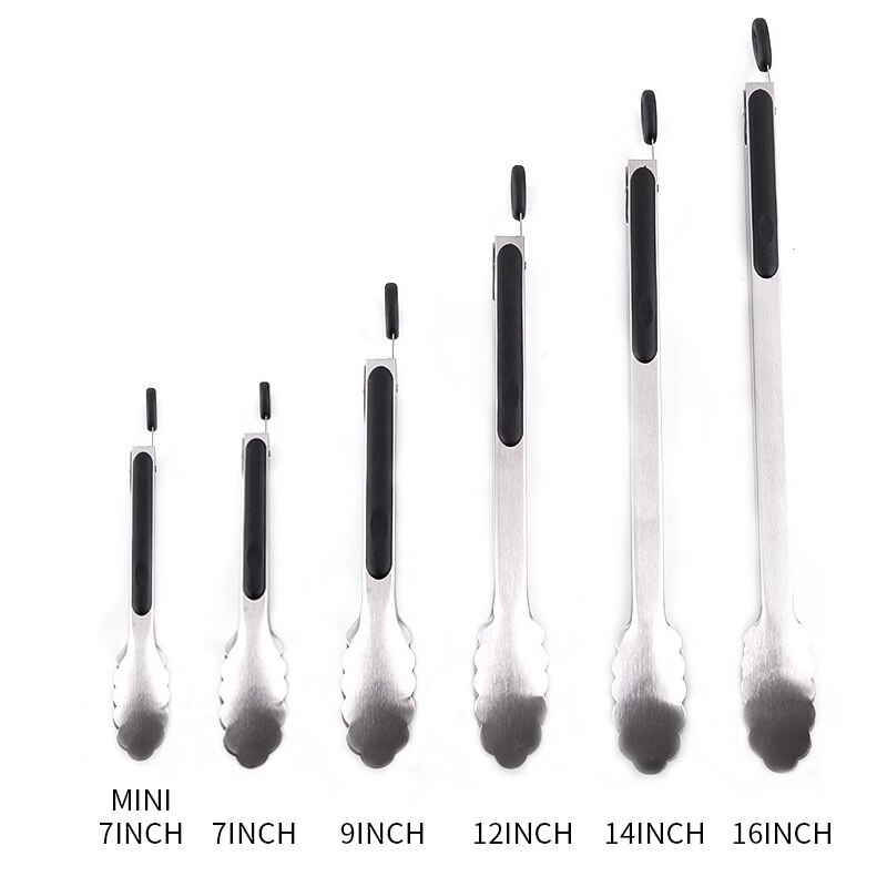 12/14/16inch Stainless Steel Food Tongs Kitchen Utensils Buffet Cooking Tool Anti Heat Bread Clip Pastry Clamp Barbecue Kitchen