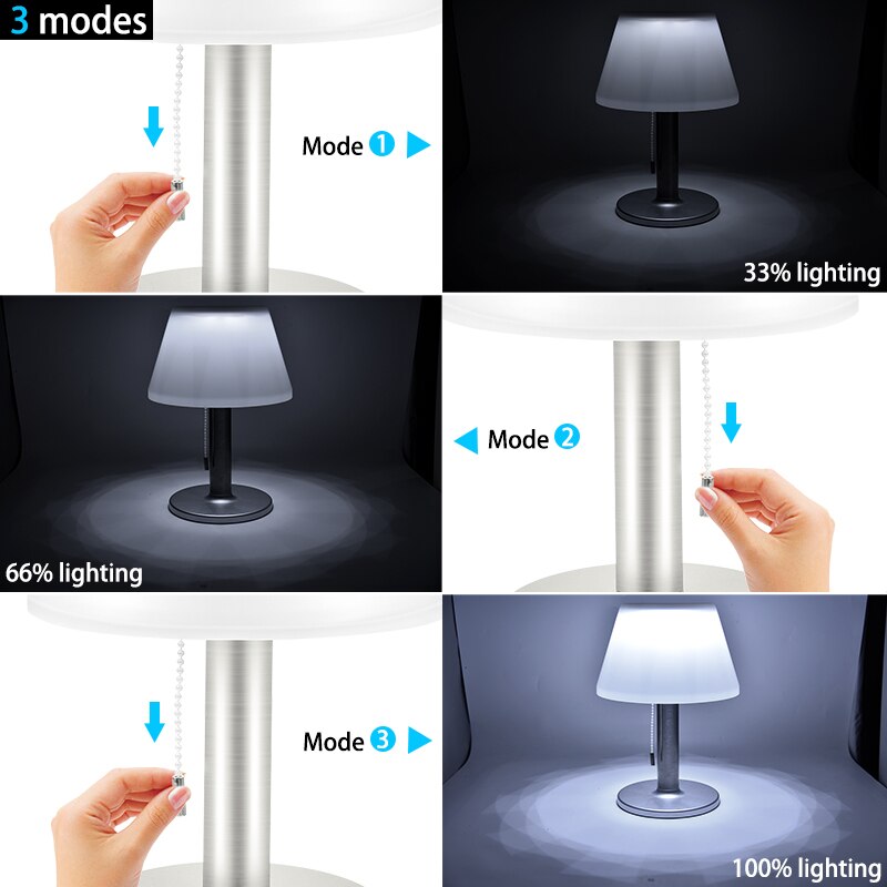 Led Solar Tafellamp Outdoor Indoor Bureau Lampen Witte Nacht Lichten Boek Licht Voor Thuis Slaapkamer Met Trekschakelaar Drie verlichting