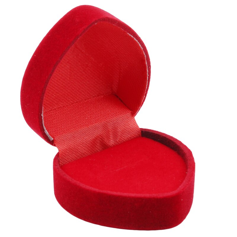 Mini Cute Red Folding Cases Heart-shaped Ring Box Display For Rings Open Cover Velvet Jewelry Box