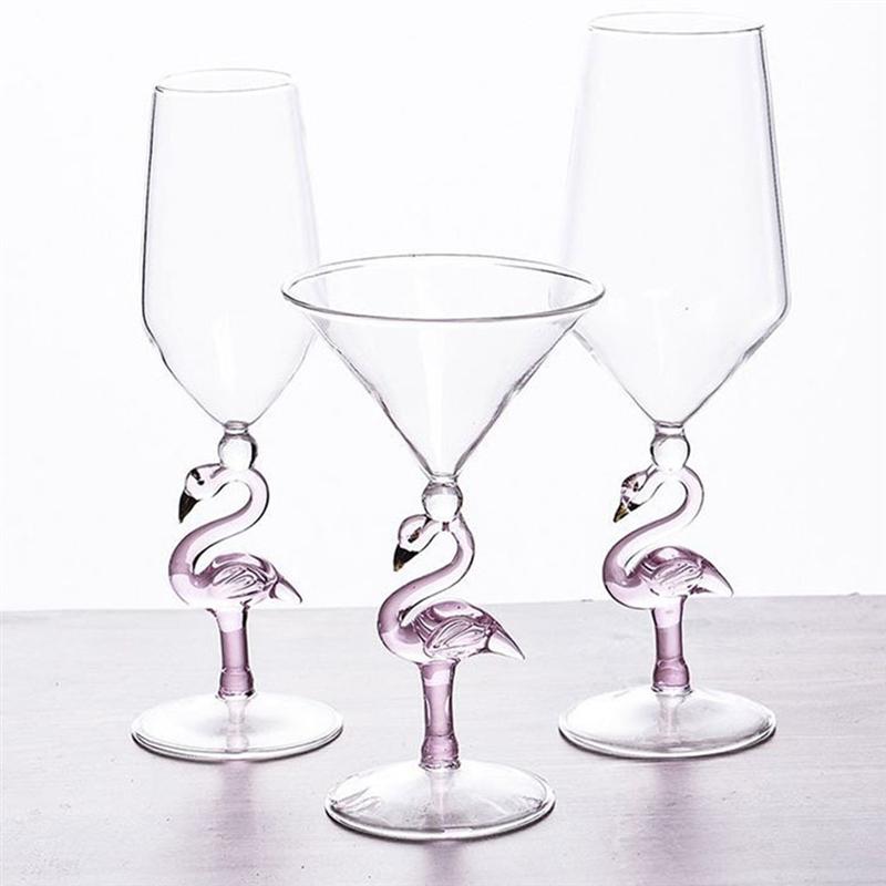 1Pc Decorative Flamingo Shape Wine Glass For Home Bar Restaurant Glass Flamingo Glass Wine Glass Cocktail Glass Bordeaux Goblet