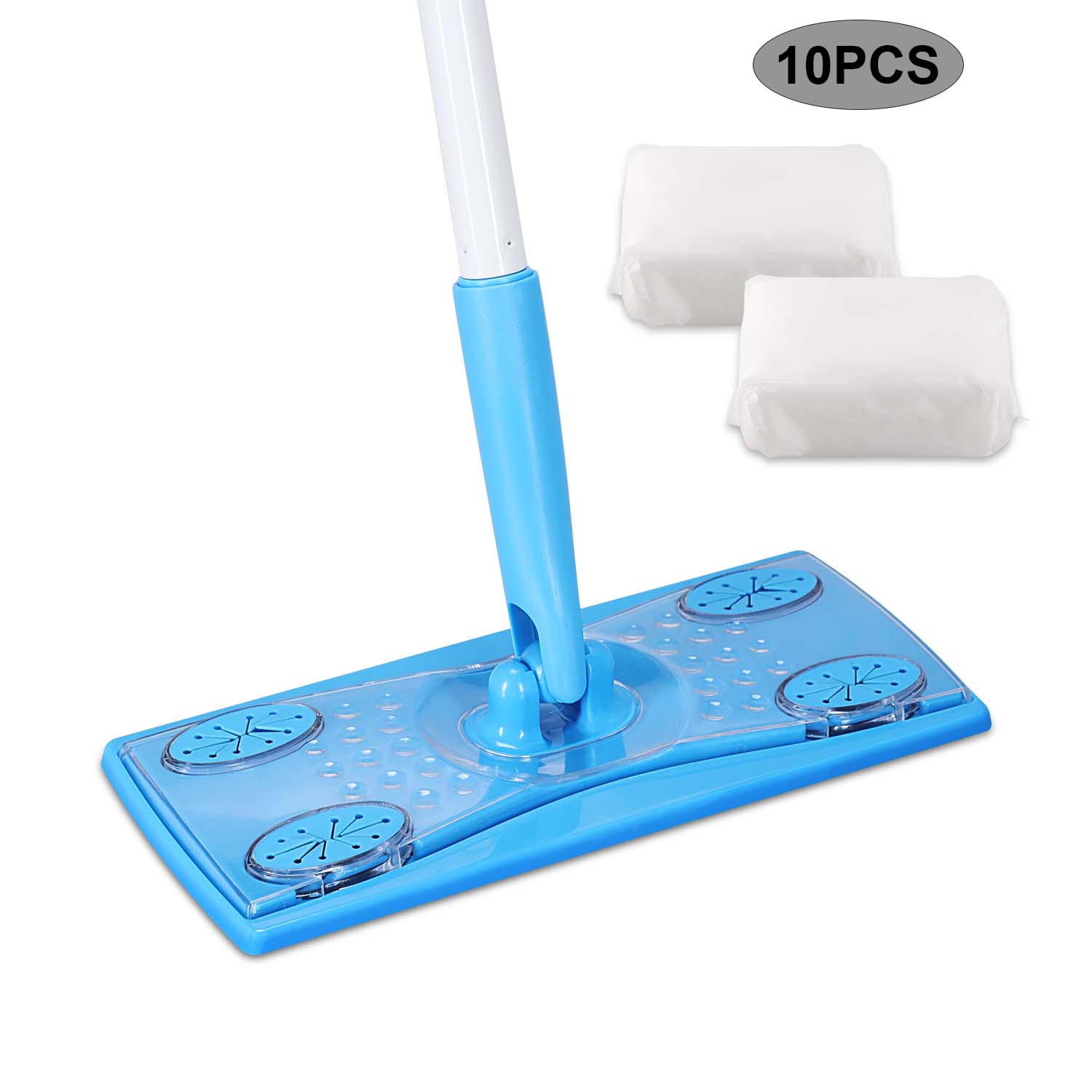 Eyliden Disposable Electrostatic Dust Mop with 10PCS Dry Refill Floor Wipes Pads Electrostatic Adsorption Hair Dust: Blue