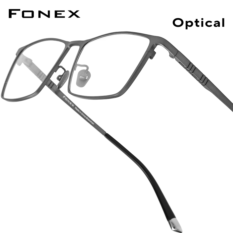 FONEX Titanium Glasses Frame Men Brand Square Eyewear Ultralight-Weight Japanese High-end Eyeglasses Frames 85641: Beige