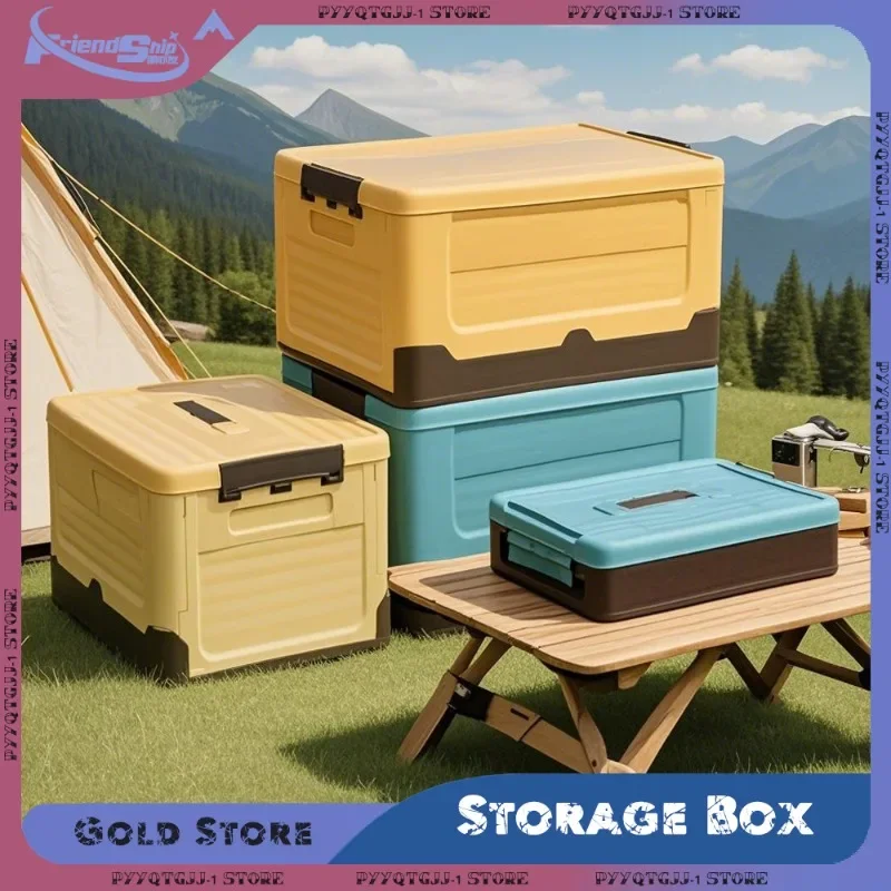﻿ Aufbewahrungsbox mit Deckel, großes Fassungsvermögen, großes Fassungsvermögen, Kleidungsbehälter für den Außenbereich, faltbar, Kunststoff, Campinghalter, Haushaltsbox