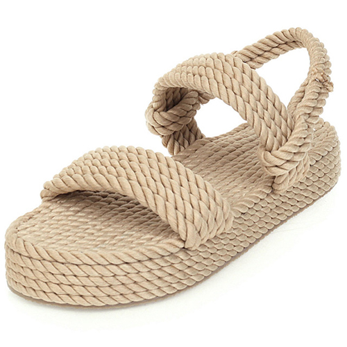 Zomer dames sandalen dames platform wedges schoenen dames hennep gladiator dames thuis dames comfortabele schoenen plus size: Abrikoos / 10