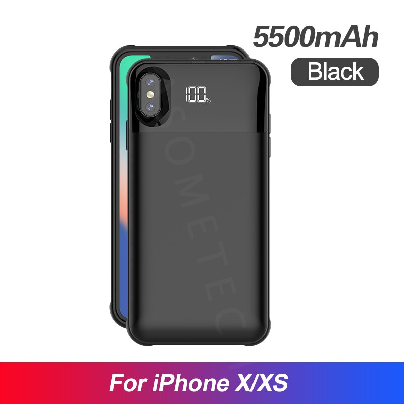 etui na baterie robić iPhone X XS XR XS MAX oddzielny wyświetlacz cyfrowy doprowadziło etui na Powerbank robić iPhone 11 zawodowiec MAX etui robić ładowania baterii: czarny for X XS