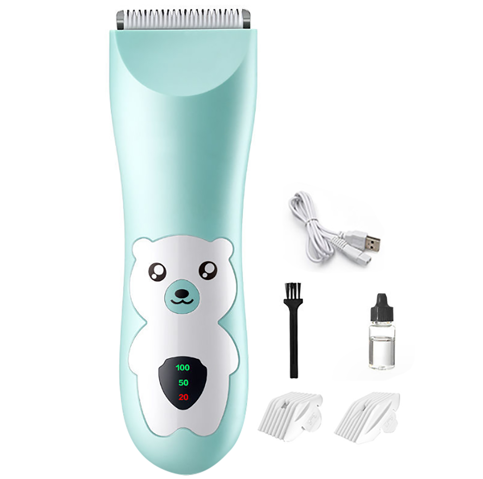 Quiet Baby Hair Clipper Electric Baby Hair Clipper Waterproof Cartoon Pattern Cordless with Combs for Toddlers