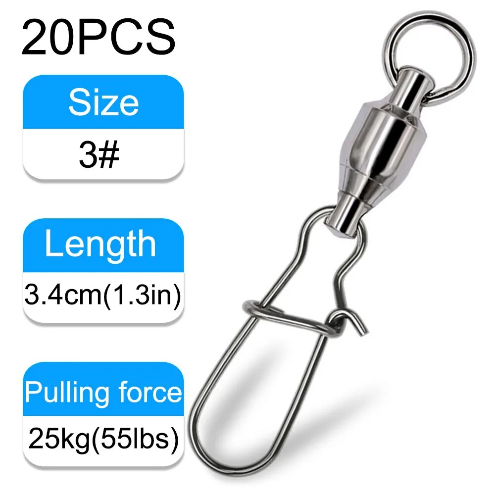 GOBAIT 20 pièces connecteur à pression pivotant broche roulement à billes anneau roulant boucle Kit Pesca ligne de leurre connecter serrure croisée outils de pêche: Rouge