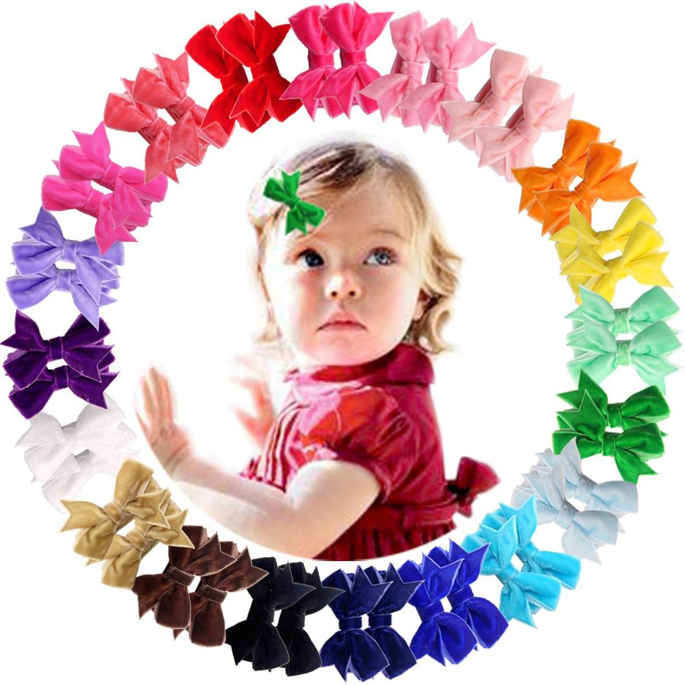 Pinzas para el pelo de 2 pulgadas para bebé y niña, lazos de terciopelo de 2 pulgadas, pinzas para el pelo completamente forradas, accesorios para el cabello para bebé, niños pequeños, 40 Uds.