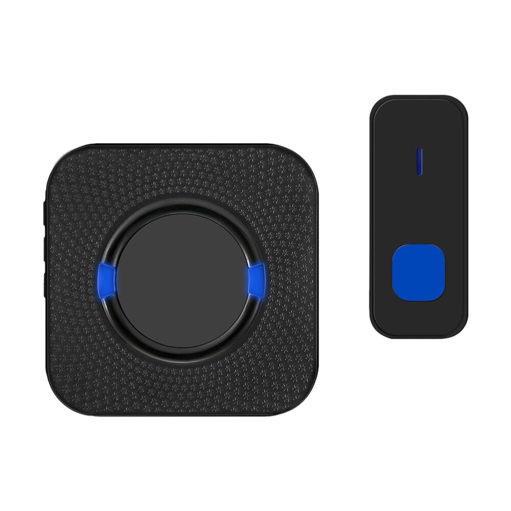 Wireless Doorbell Electronic Door Bell with 55 Tune Song Smart Shop Business Welcome Anti-Theft Device with Plug (Black: Black