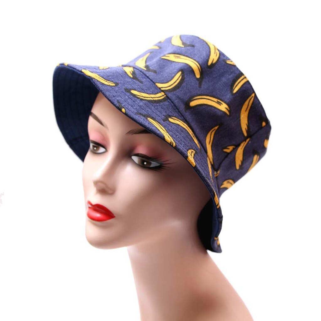 25# Adult Unisex Cap Banana Print Outdoor Sun Travel Casual Pot Bucket Hat Spring Outdoor Sunscreen fisherman hat Caps
