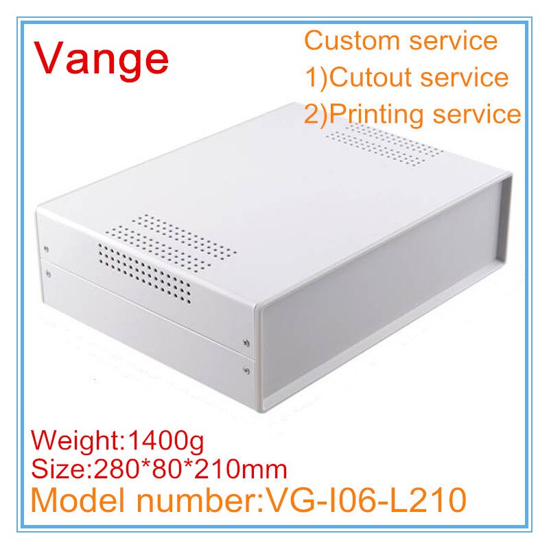 1 Stks/partij Elektronica Gevallen Behuizing 280*80*210Mm Iron Metalen Instrument Behuizing Doos Met Abs Kunststof Panelen voor Junction Box