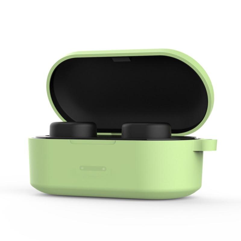 Caso do fone de ouvido de bluetooth apropriado para qcy t1s/qs2 conjunto de fone de ouvido de bluetooth capa protetora de silicone com gancho: green