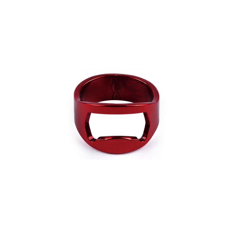 1PC multi-fonction en acier inoxydable doigt pouce couleur anneau forme bière décapsuleur anneau diamètre Chrome porte-clés: red
